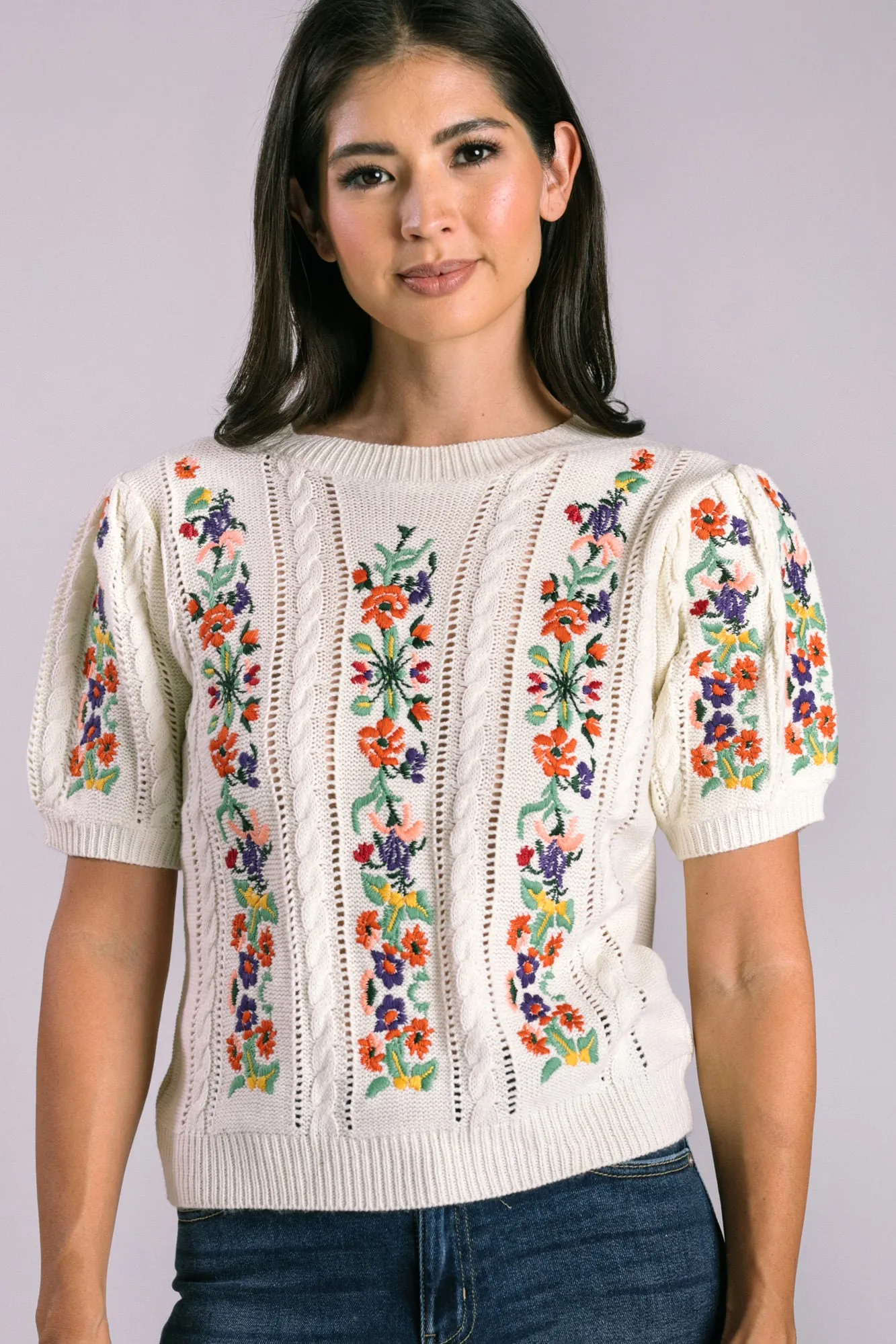 Lucille Embroidered Knit Top