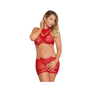 Magic Silk Seamless Crotchless Romper Red O/s