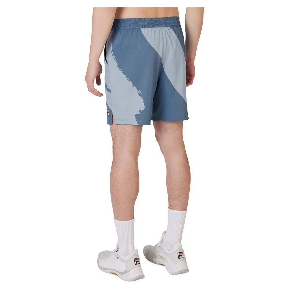 Men's 7 Inch Printed Tennis Short Elemental Blue and Celestial Blue