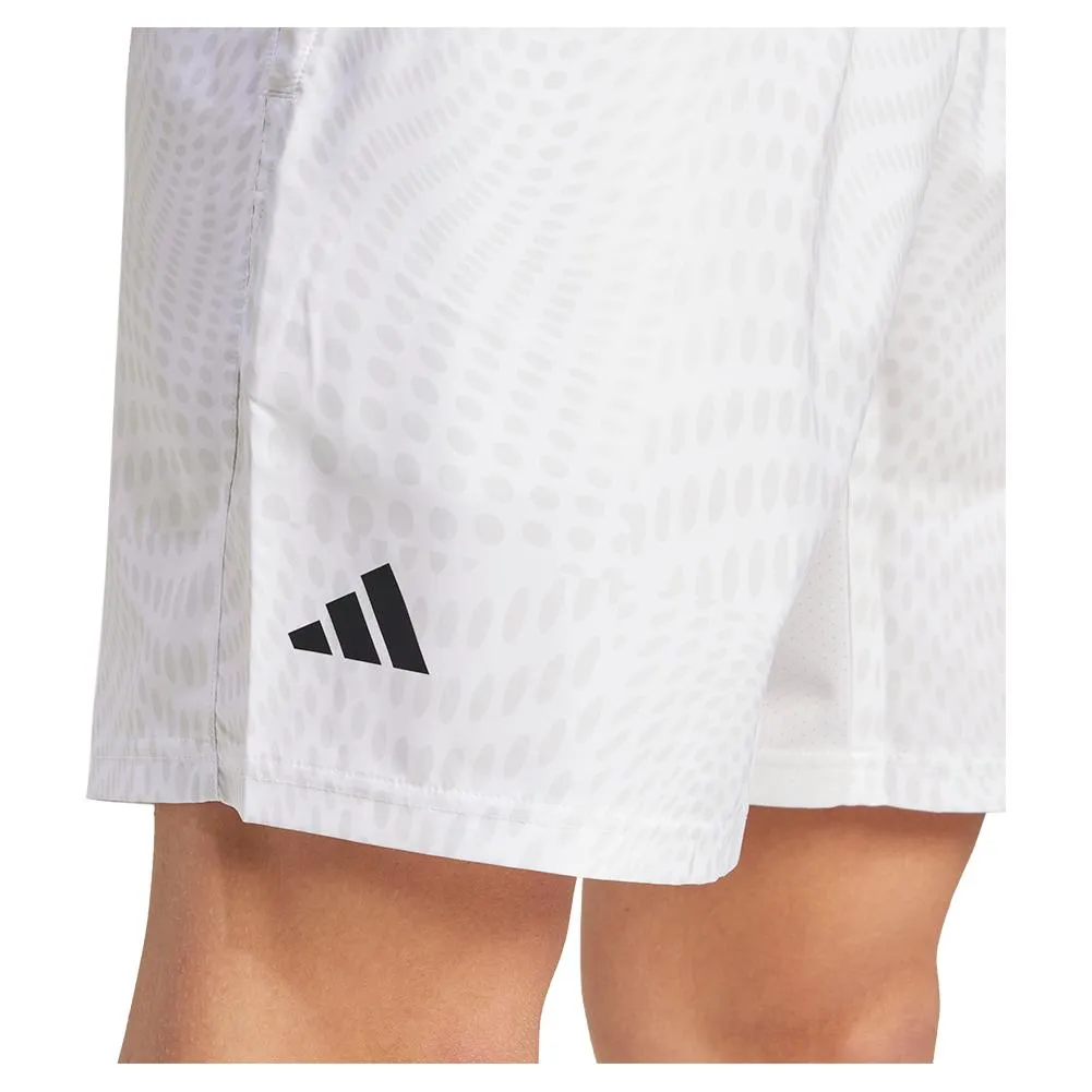 Mens Club Graphic Tennis Shorts White and Dash Grey