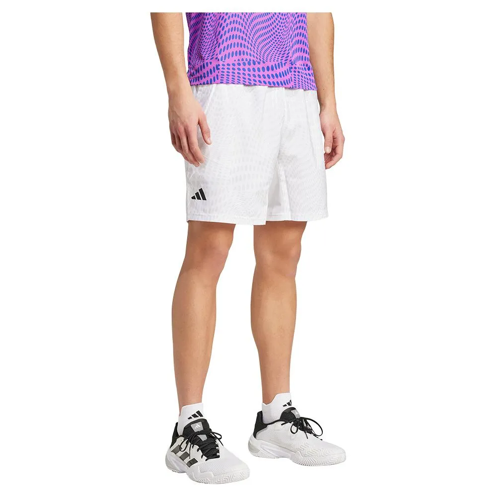 Mens Club Graphic Tennis Shorts White and Dash Grey