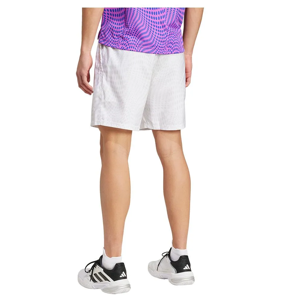 Mens Club Graphic Tennis Shorts White and Dash Grey