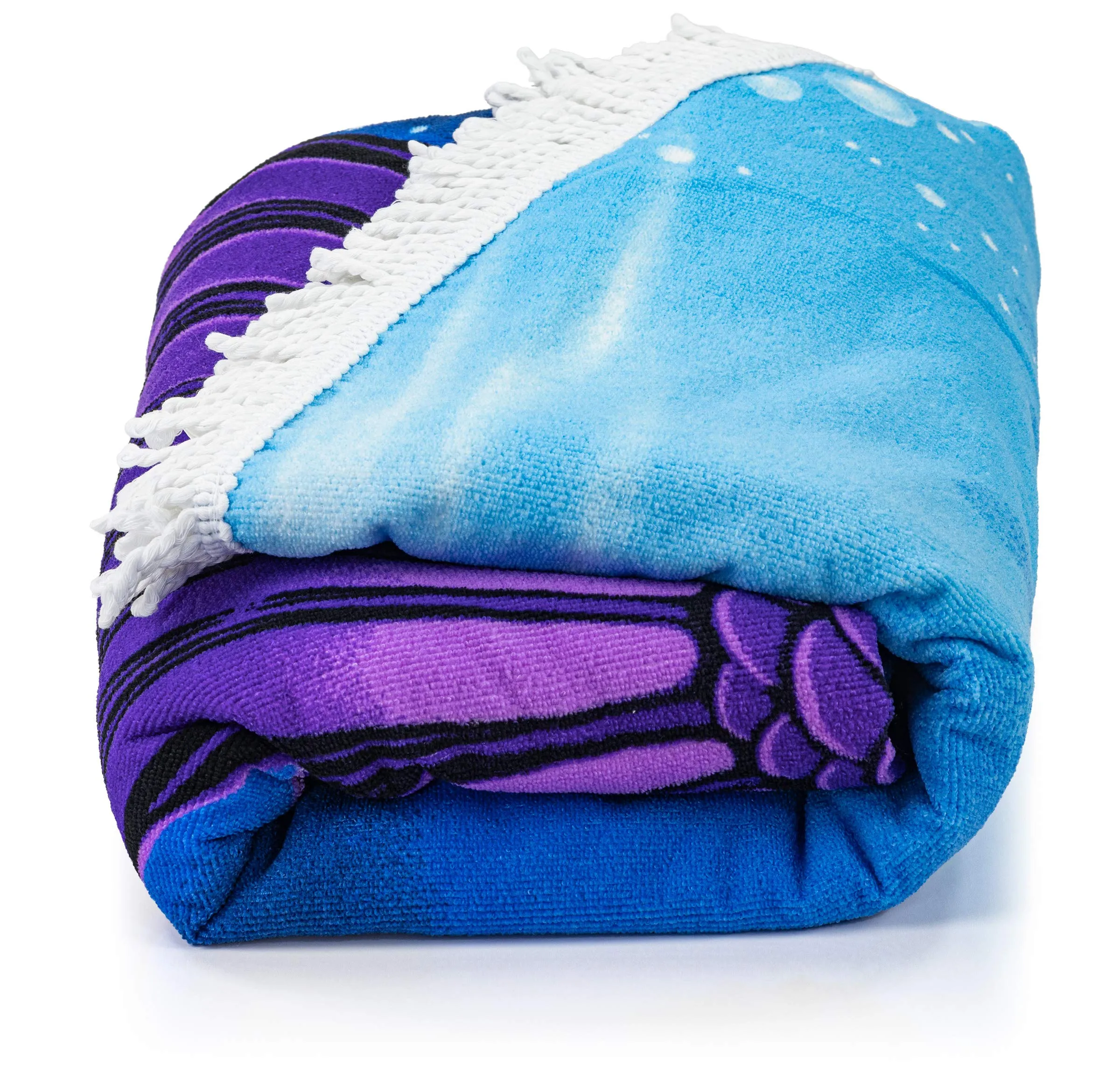 Microfiber Round Large Plush Beach Towel Blanket, 60" D with Fringe (Mermaid