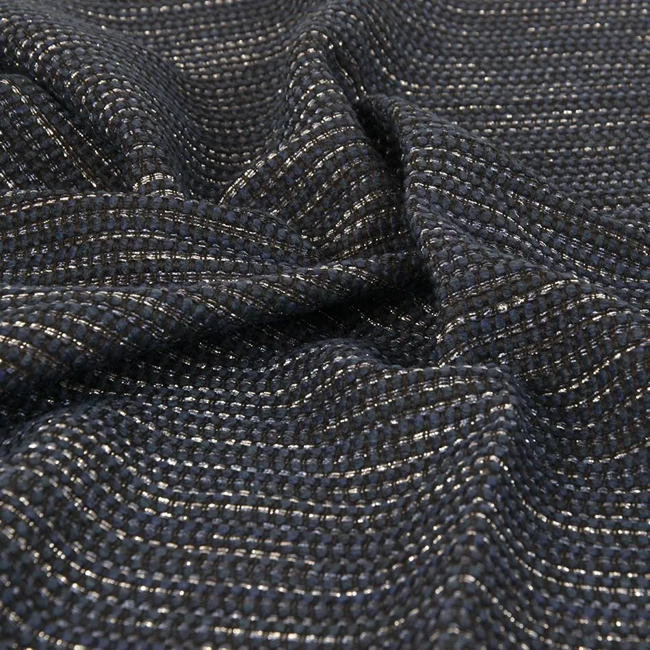 Navy Shiny Tweed Fabric 1792