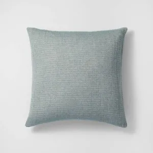 New - Casaluna Cotton Jacquard Pillow Sham Reversible Textured, Dark Teal Blue, Euro