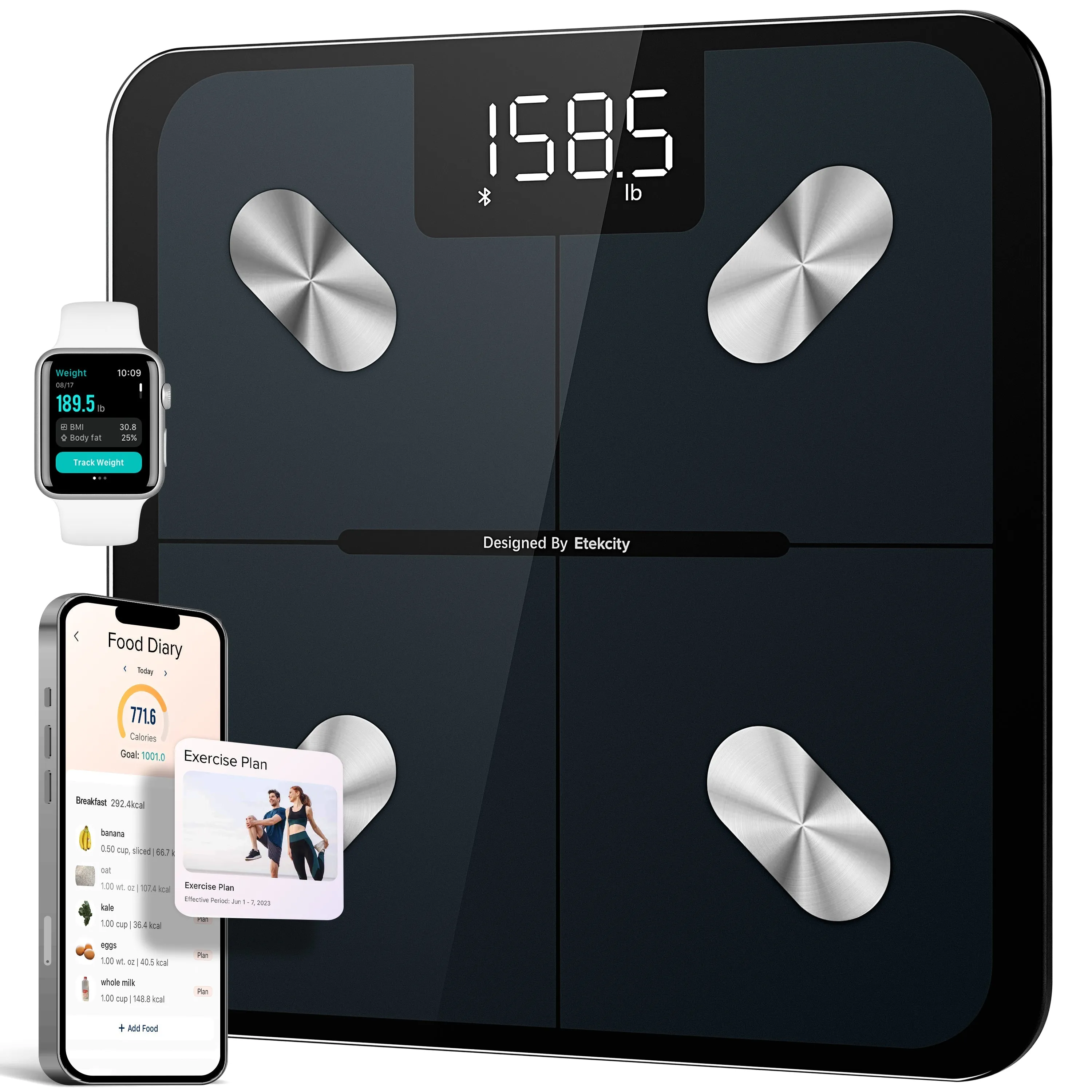 Non-Toxic Yoga Mat & Body Fat Scale Bundle - Jade, Etekcity