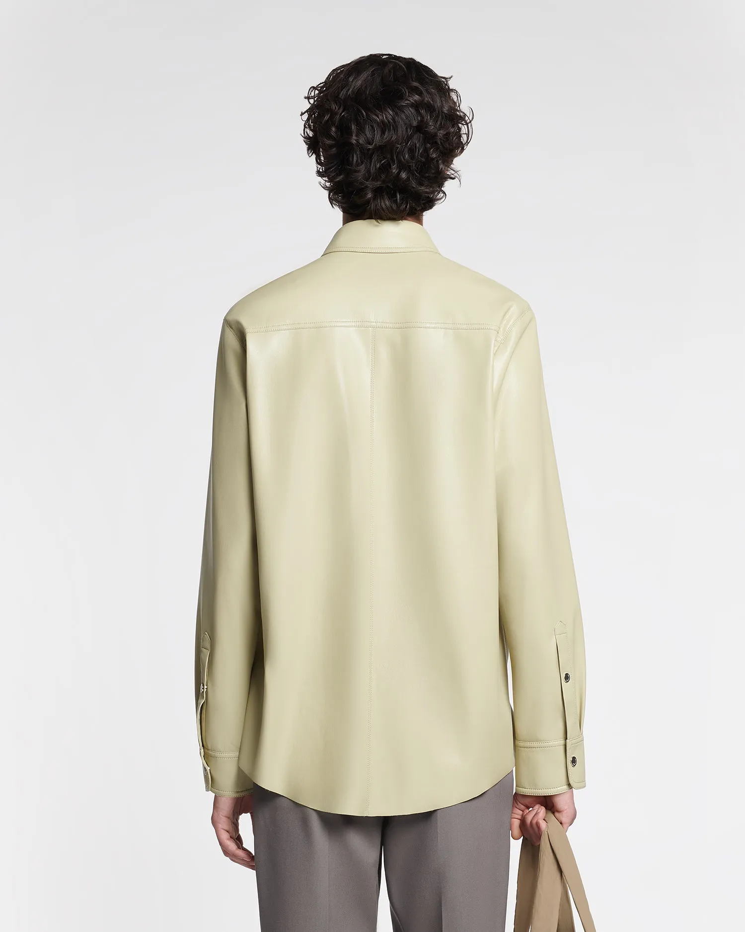 Onni - Okobor™ Alt-Leather Shirt - Pale Olive