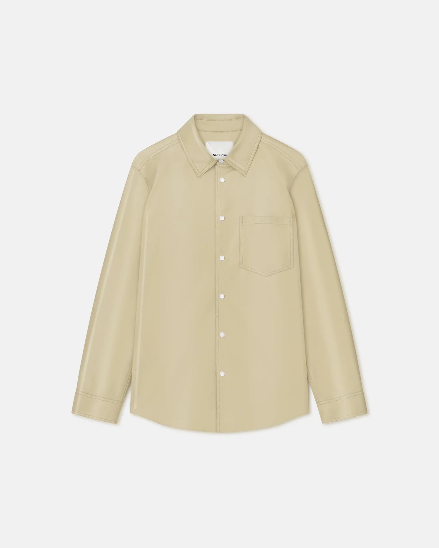 Onni - Okobor™ Alt-Leather Shirt - Pale Olive