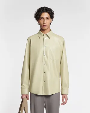 Onni - Okobor™ Alt-Leather Shirt - Pale Olive