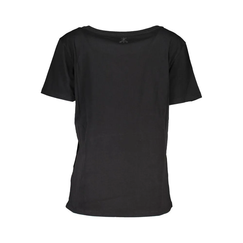 Patrizia Pepe Chic Short Sleeve Wide Neck Tee with Contrast Details