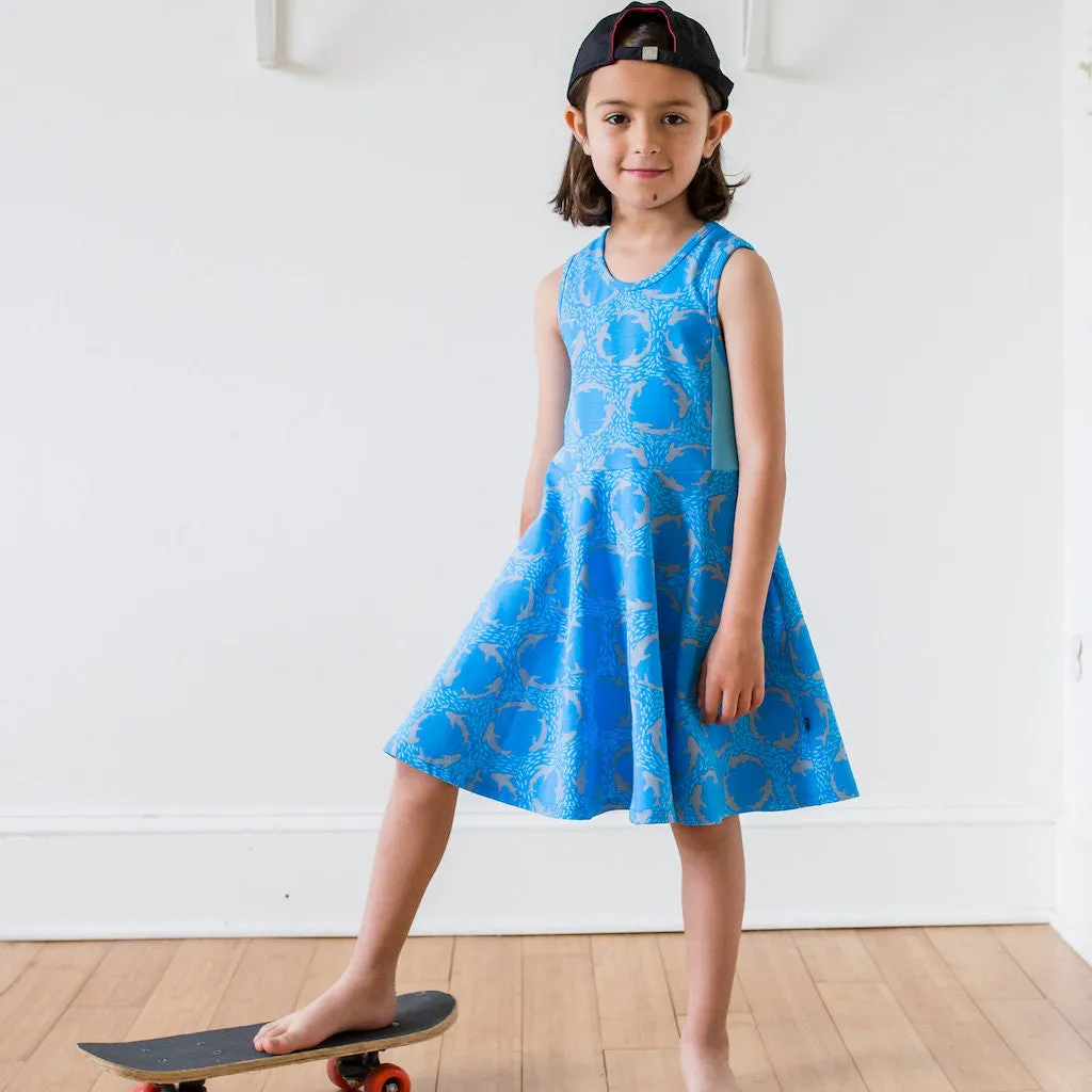 "Fiercely Jaw-some" Sharks Skater Play Dress with Pockets