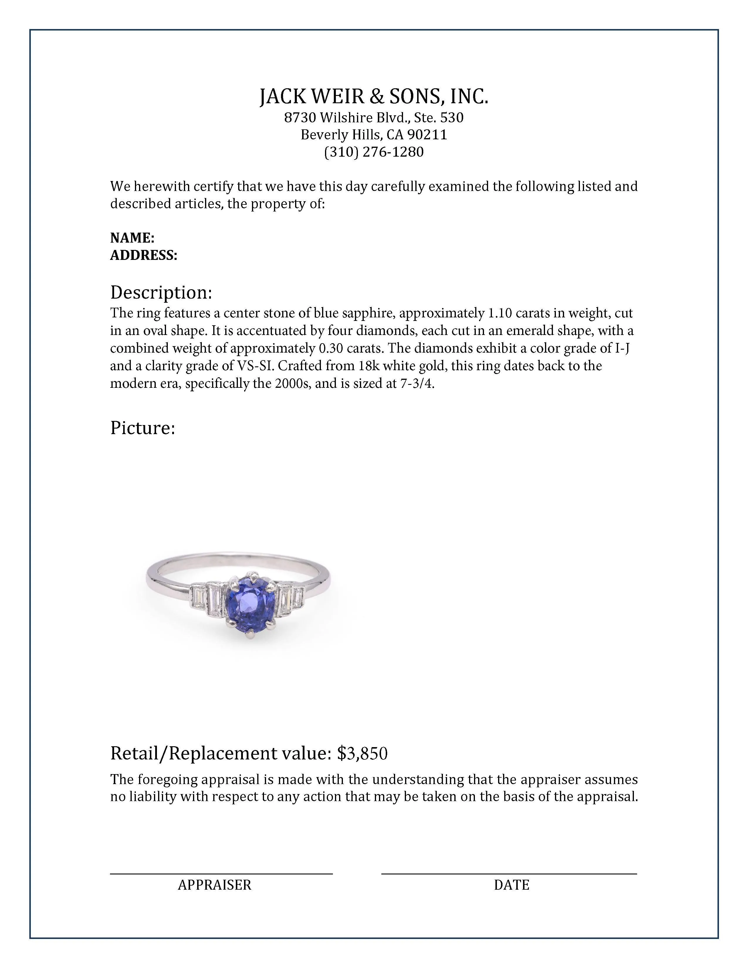 Sapphire Diamond White Gold Ring