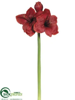 Silk Plants Direct Amaryllis Spray - Red Dark - Pack of 12