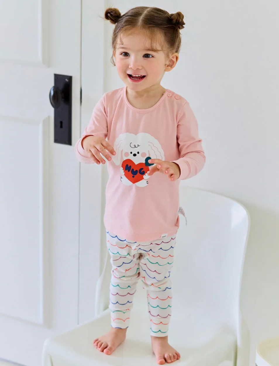 Single Spandex Fabric Pajamas set-Hug Bunny