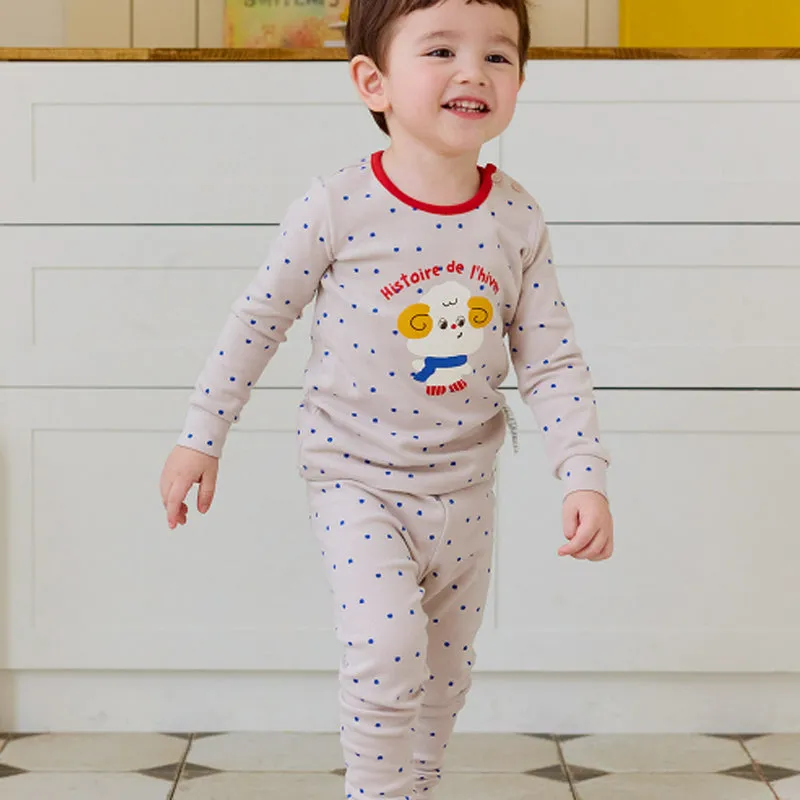 Spandex Brushed Fabric pajamas set-Little Lamb