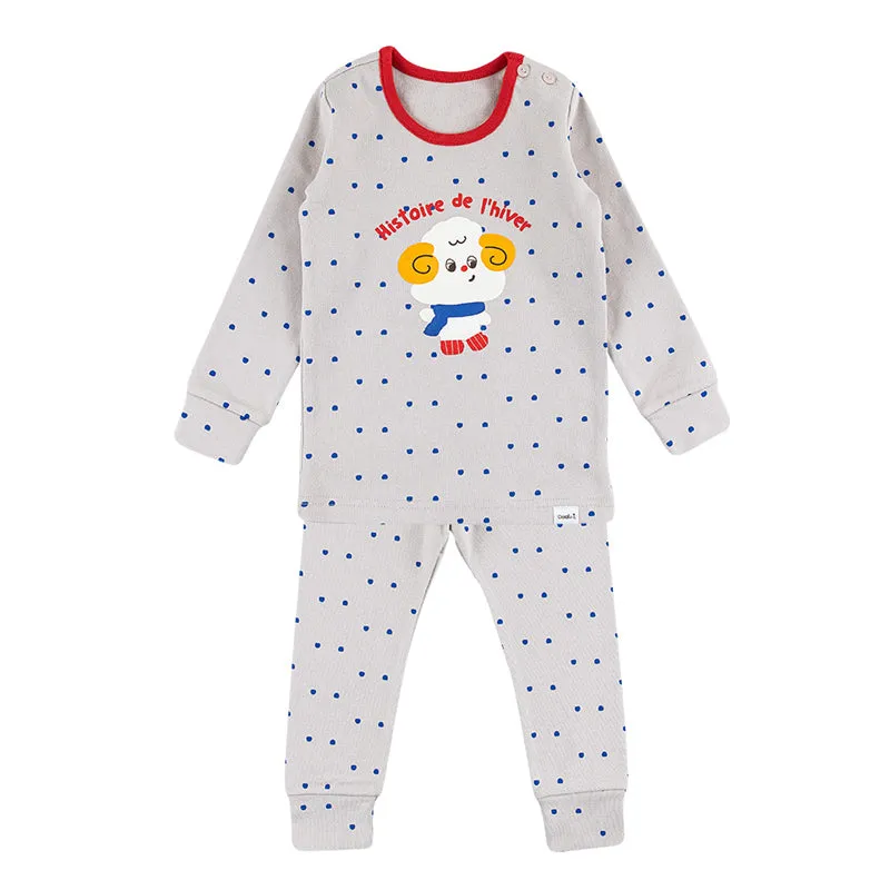 Spandex Brushed Fabric pajamas set-Little Lamb