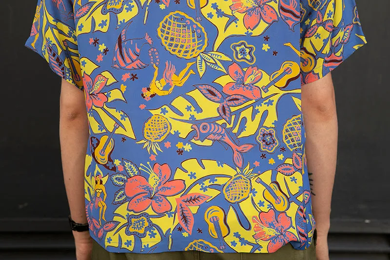 Sun Surf Hawaiian Shirt “Time to Luau” Blue