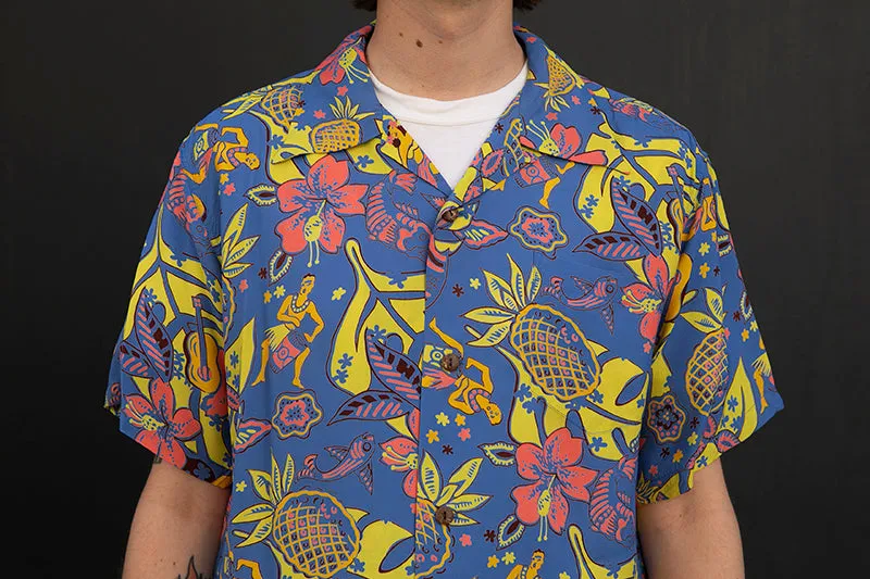 Sun Surf Hawaiian Shirt “Time to Luau” Blue