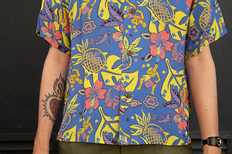 Sun Surf Hawaiian Shirt “Time to Luau” Blue