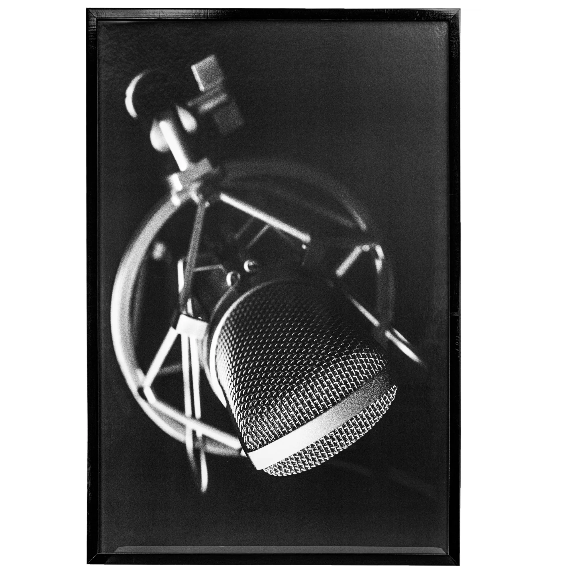 Vintage Microphone Black and White Framed Photo Art Print