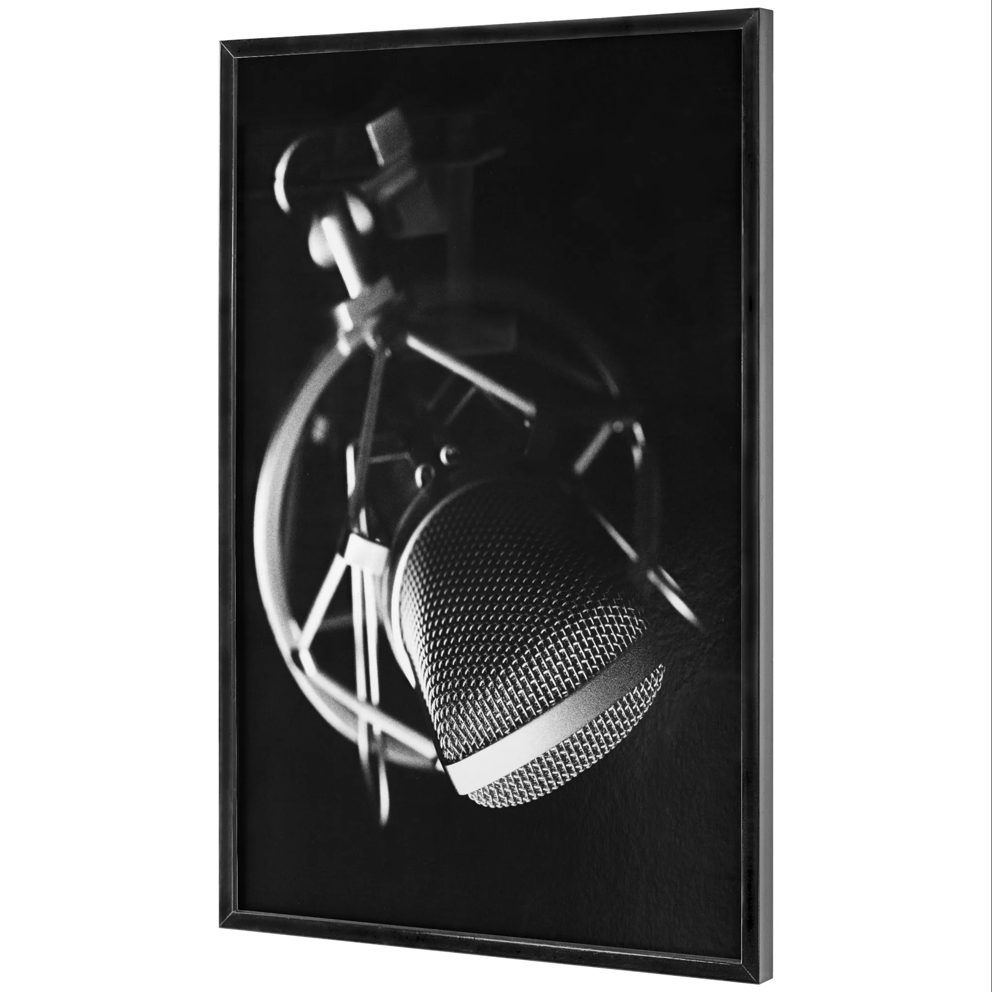 Vintage Microphone Black and White Framed Photo Art Print