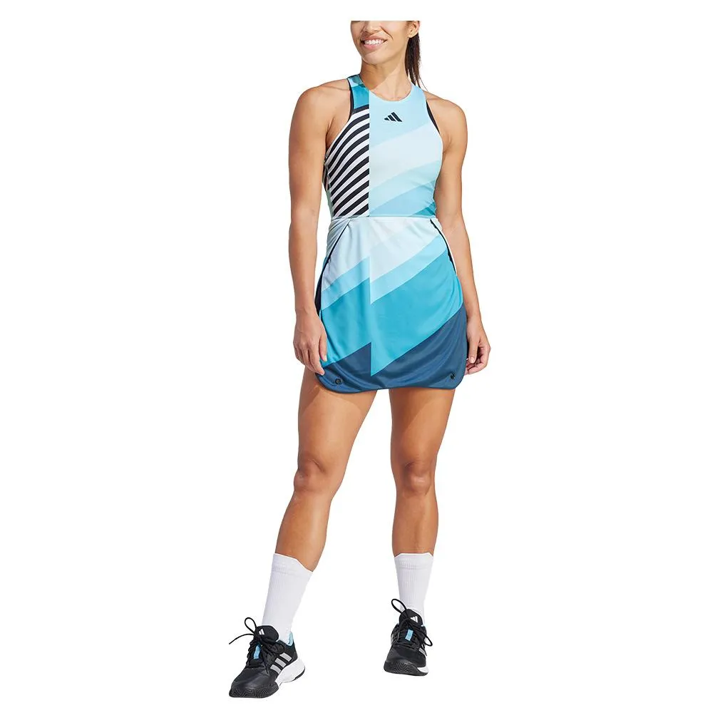 Women's Aero Ready Transformative Tennis Dress Flash Aqua and Black