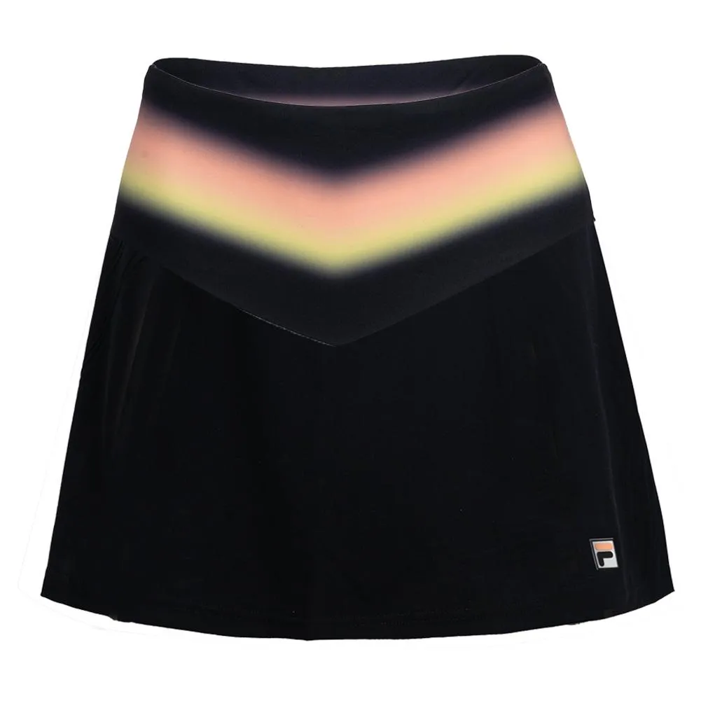 Women's Backspin Printed Tennis Skort Black and Sunset