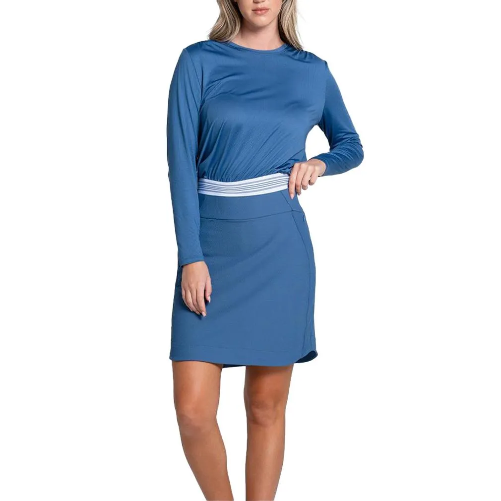 Women`s Baseline Throw Over Tennis Top Steel Blue