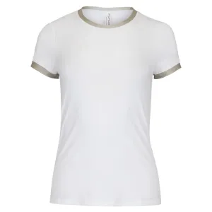 Women`s Harper Short Sleeve Tennis Top White and Silver Sand