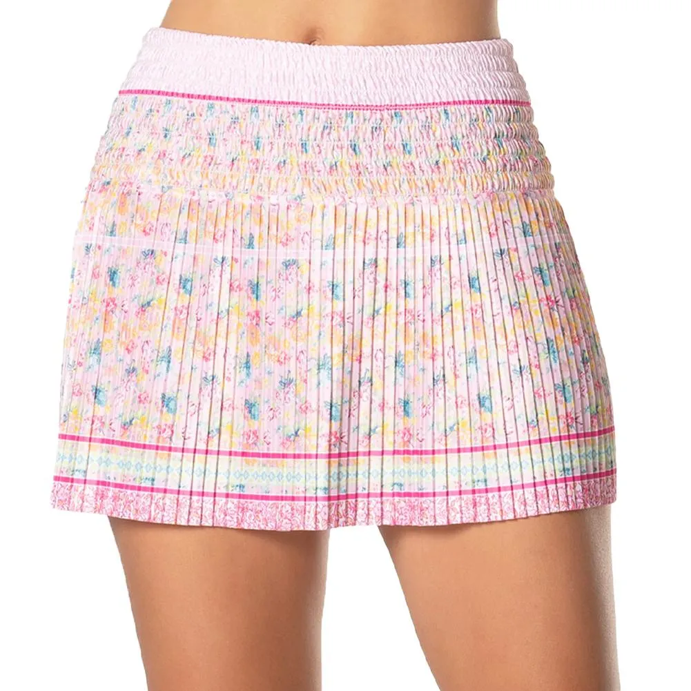 Women's Long Rose Smocked Tennis Skort Multicolor