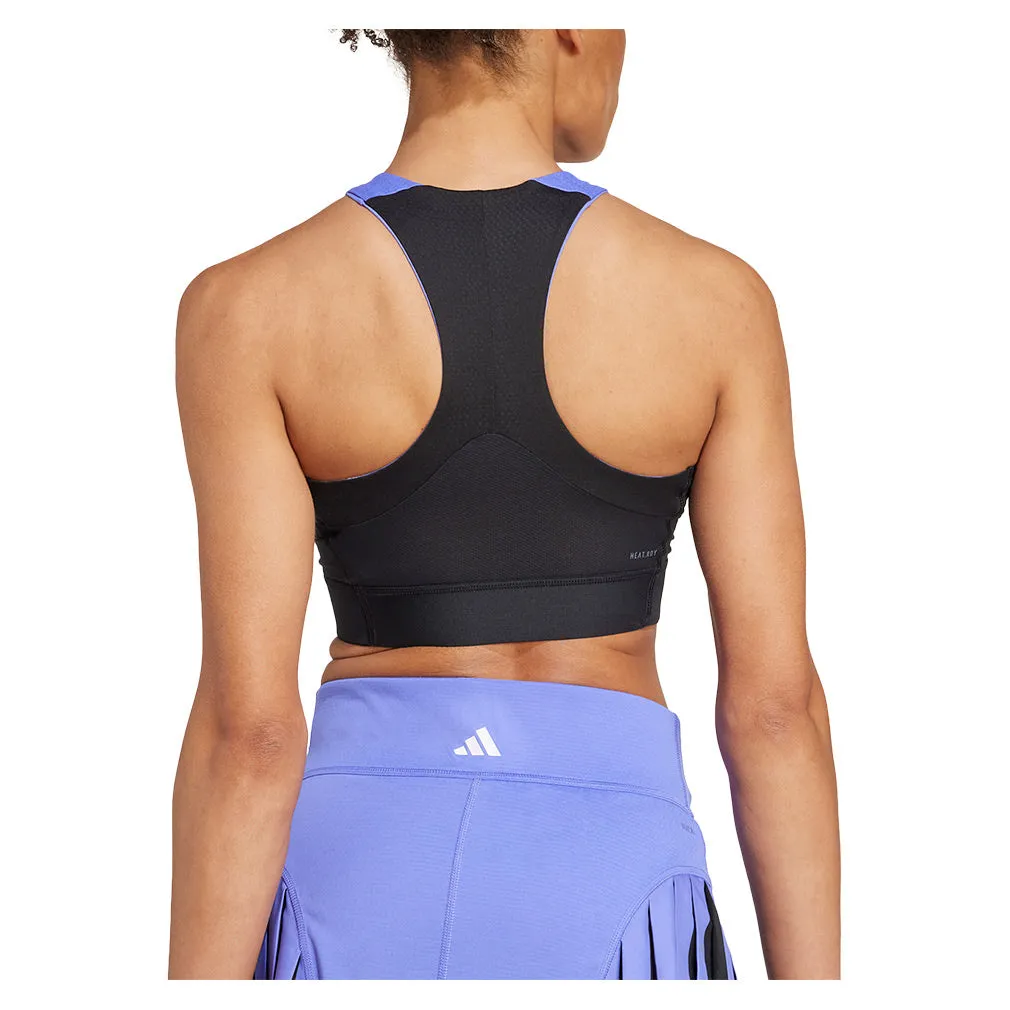 Womens Pro Heat.RDY Crop Tennis Top Cobalt Blue and Black