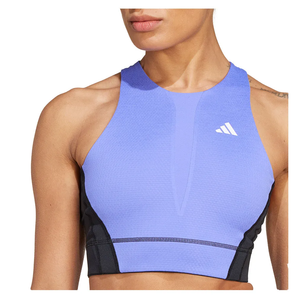 Womens Pro Heat.RDY Crop Tennis Top Cobalt Blue and Black