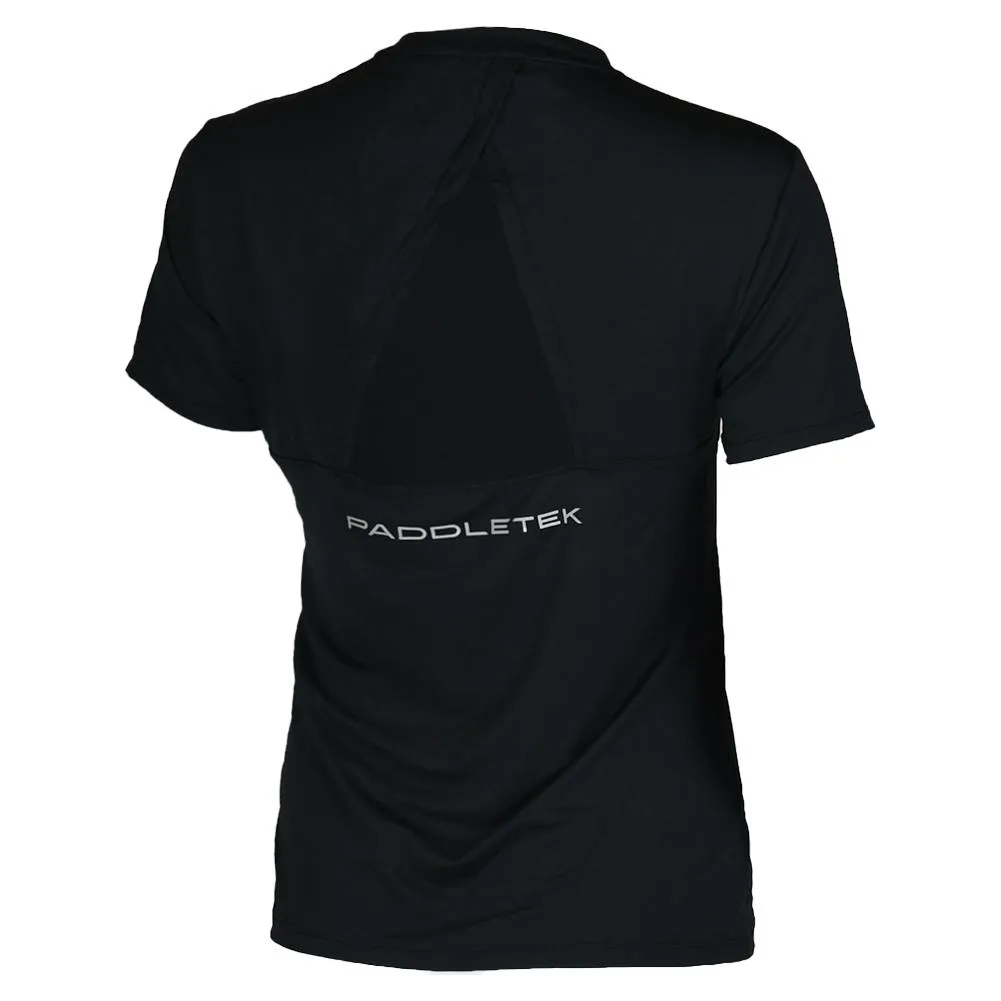 Womens Short Sleeve Performance Tennis Top Black and Sleet