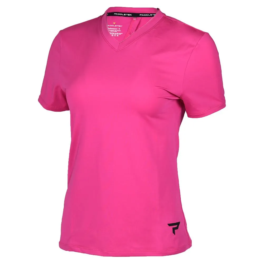 Womens Short Sleeve Performance Tennis Top Fuchsia and Sleet