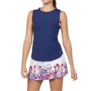 Womens Wild Flowers Tennis Tank Navy