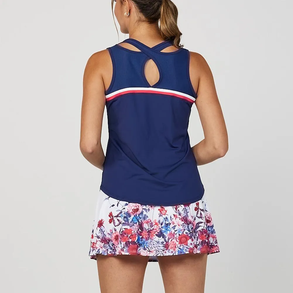 Womens Wild Flowers Tennis Tank Navy