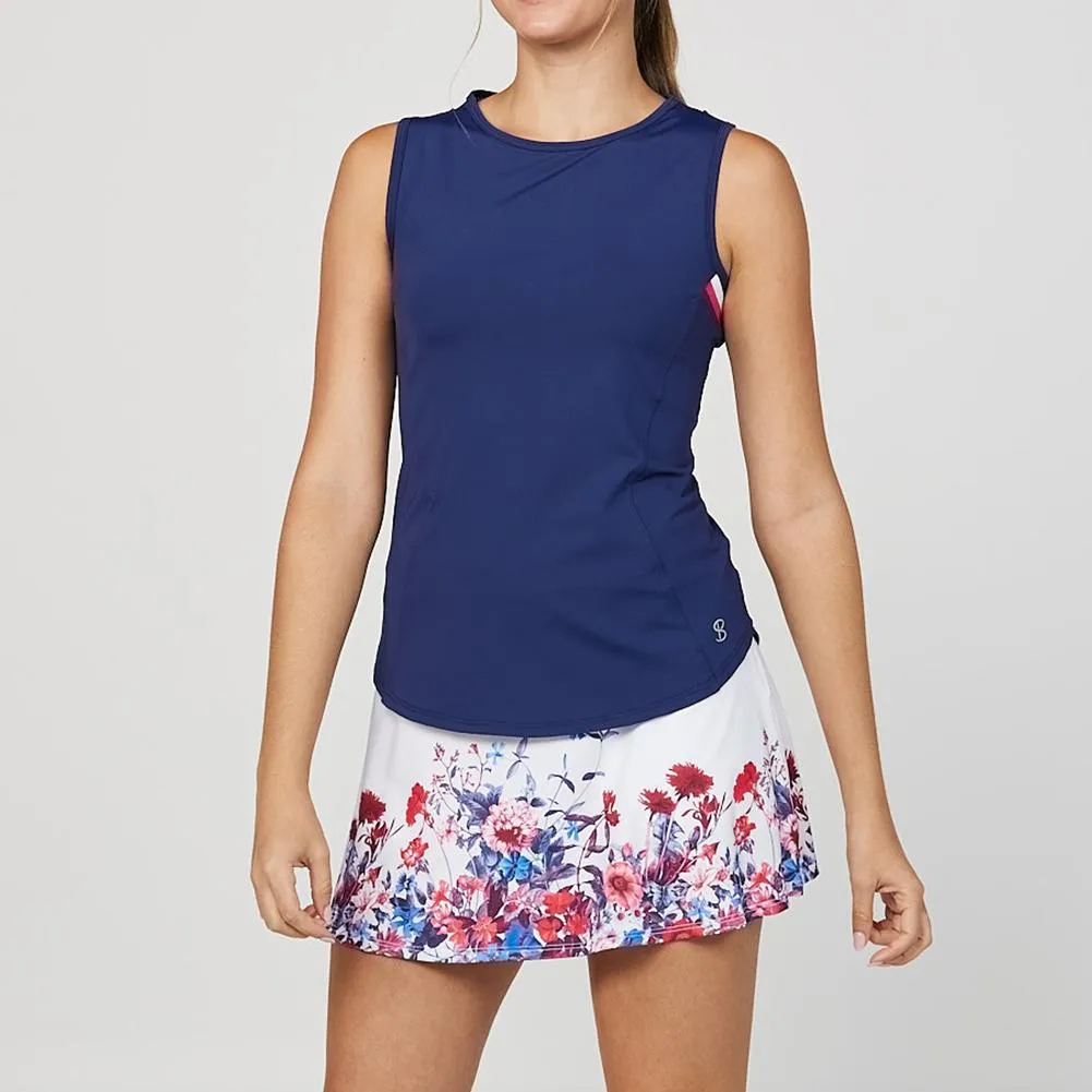 Womens Wild Flowers Tennis Tank Navy